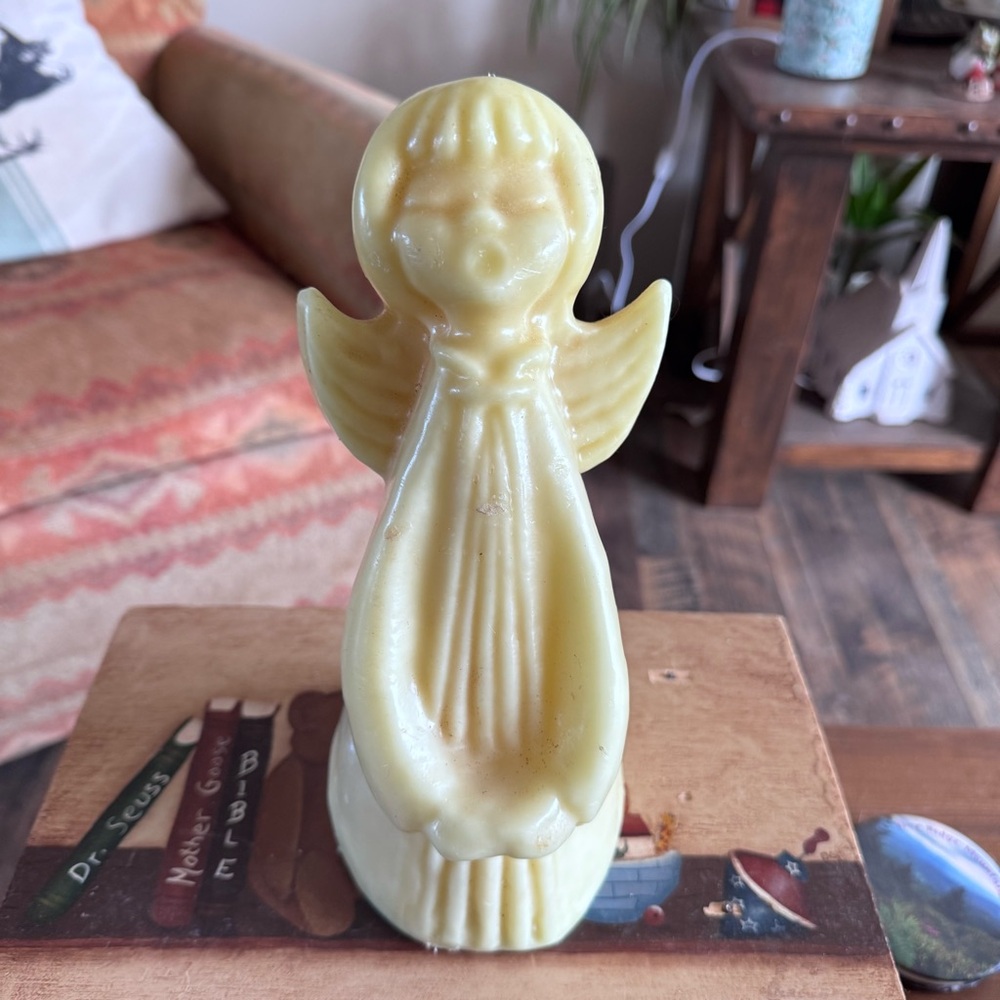 Vintage Solid Wax Angel Candle by CANDELIER handmade in Gatlinburg TN